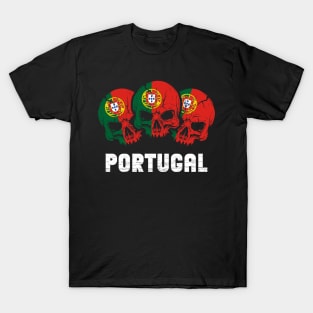 Portugal Flag Skulls With Text T-Shirt
